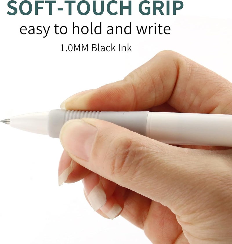 deegtran Pens Bulk, 50 Pack No Bleed White Barrel Black Ink Click Pens with Soft Grip, Wholesale Retractable Ballpoint Pens for Office School, Medium Point Smooth 1.0MM - Image 3